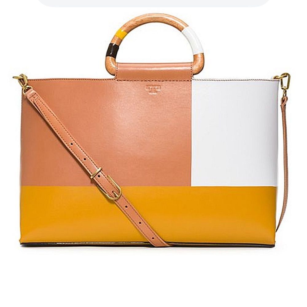 Tory Burch Tan and White Tote